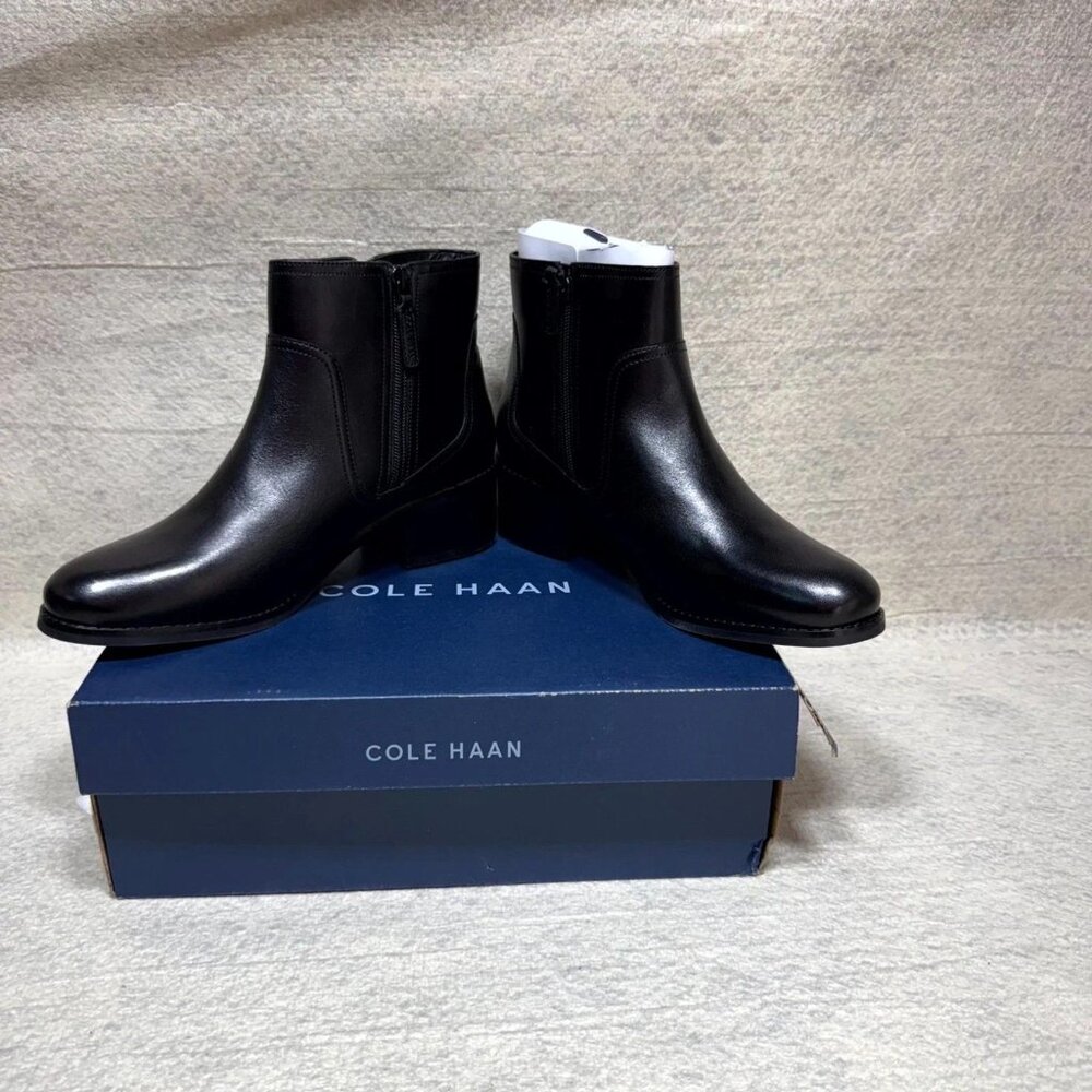 Cole Haan Womens $115 Leather Thayer Buckle Ankle Boots Black Size 8.5 B NEW - Picture 2 of 6